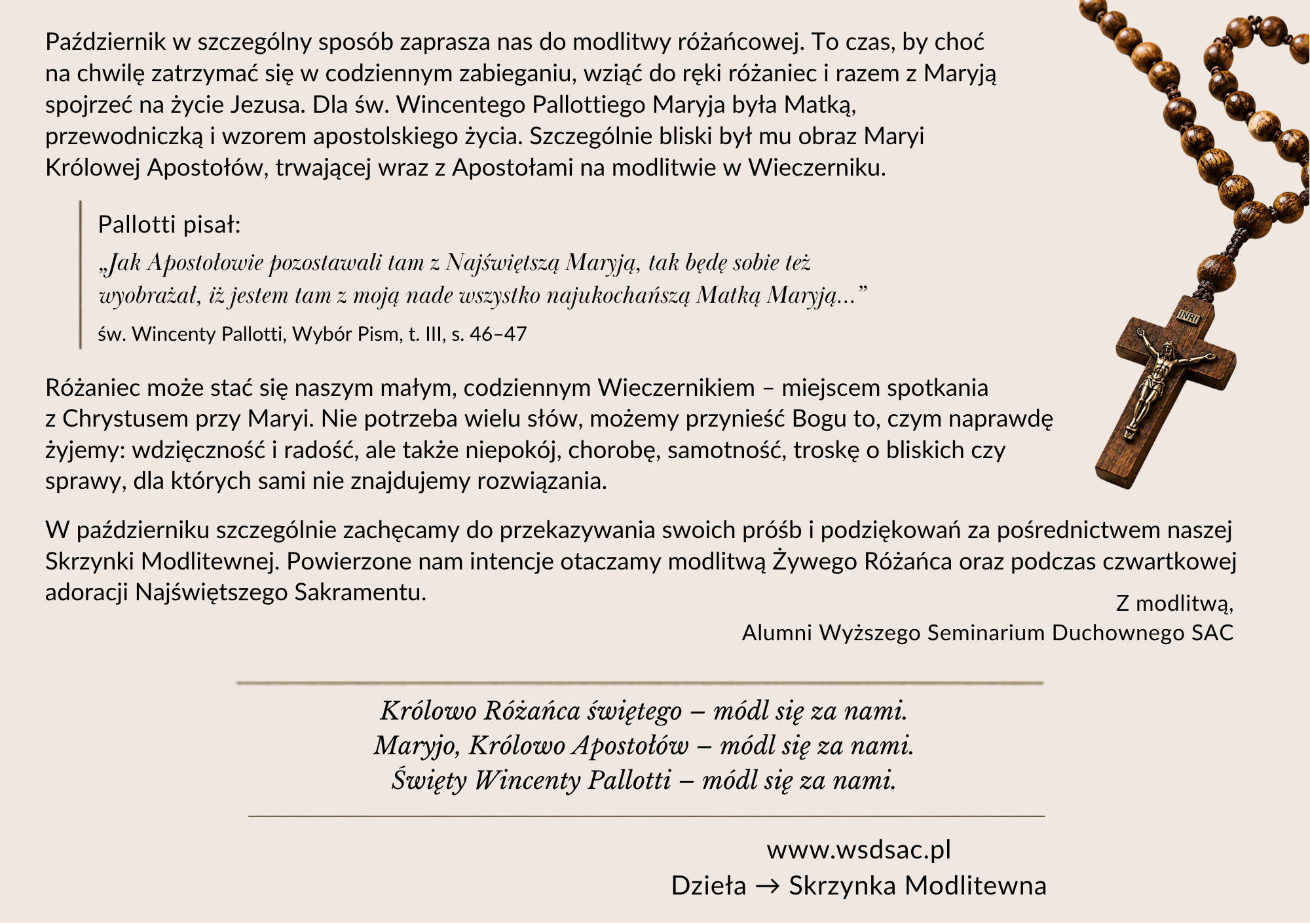 Październik z różańcem – modlitwa z Maryją